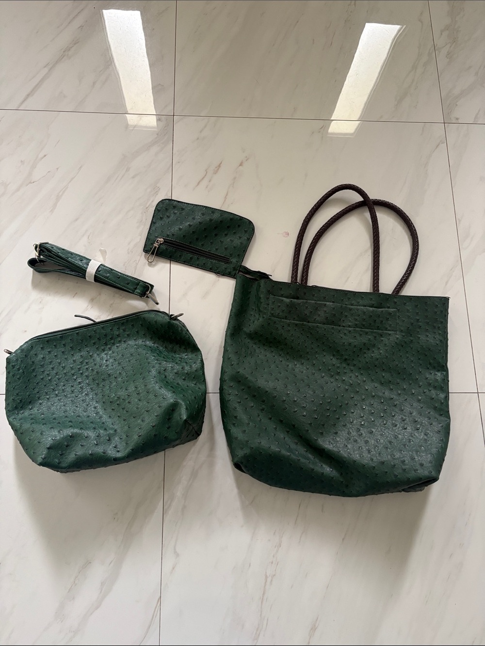 Dark Green Women’s Tote Bag Set - Unbranded